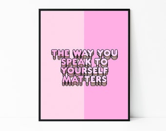 Stampa sull'amore per se stessi: poster rosa sulla positività