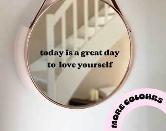 Love Yourself Mirror Affirmation Decal: Positive Vinyl Sticker