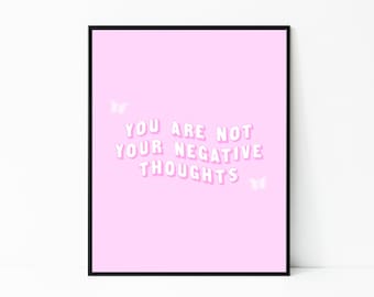Mental Health Print - Mental Health Awareness, Positive Affirmations, Mental health Gift for Her, Pink Aesthetic Poster