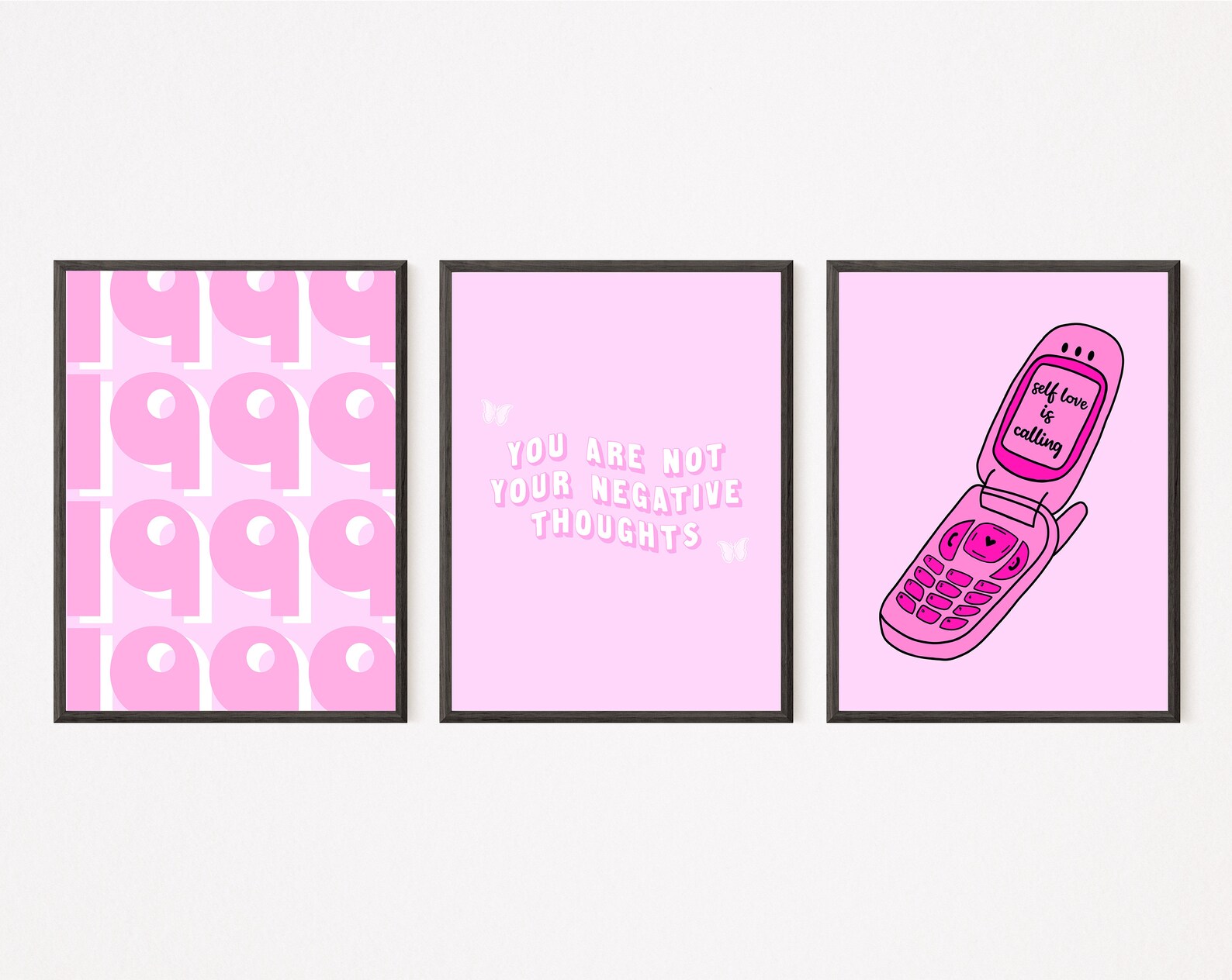 Set of 3 Wall Art Prints Pink Aesthetic Prints Y2K Room Etsy UK