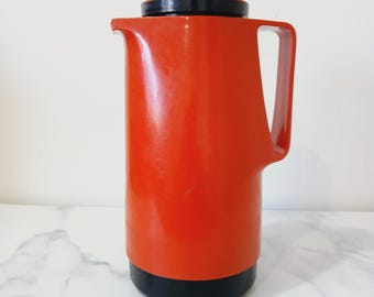 Vintage Busse Design Thermal Carafe: MCM Orange & Black West Germany Flask
