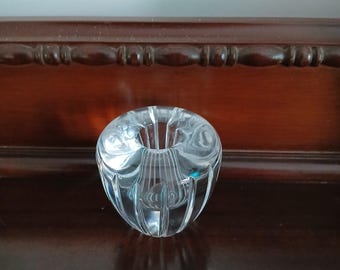 Vintage Orrefors Crystal Candle Holder | Swedish Mid-Century Modern Art Glass | Scandinavian Decor