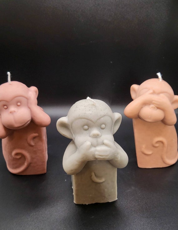 Monkeys Candles | Monkey Candle | Gift Idea | Don't See | Don't hear | Don't speak | Candle Set | Gift for him | Gift for her | Soy Candle