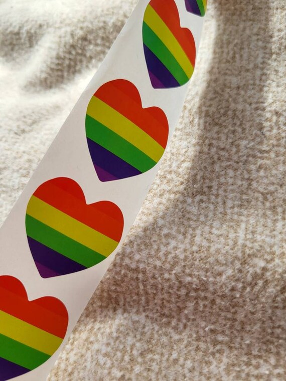 Self-Adhesive Stickers | Rainbow Heart Stickers | Packaging Stickers | Rainbow Heart | Small Businesses Packaging | Rainbow Stickers | 25mm