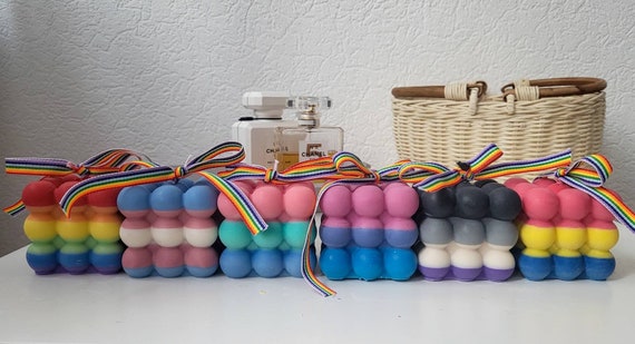 Bubble Candle | Cube Candle | Pride Candle | Rainbow Candle | Polysexual | Transgender | Asexual | Pansexual | Bisexual Flag