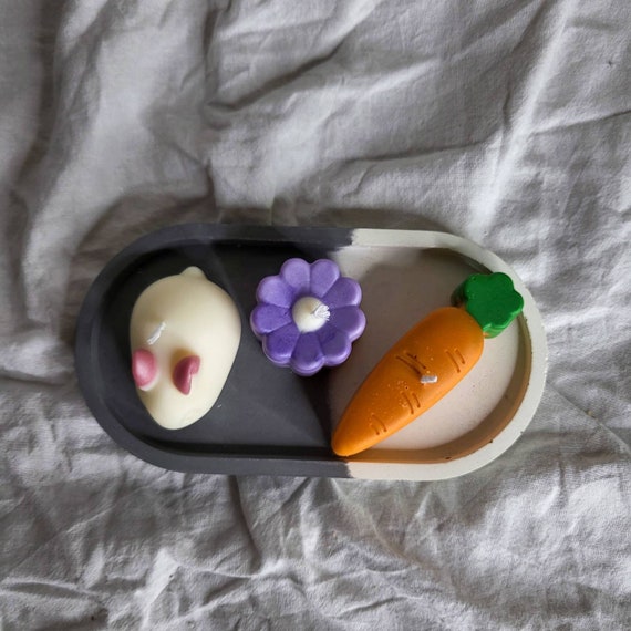 OsterDeko | Hase Kerze | Blume Kerze | Bunny Candle | Kawaii Candle | Easter Candle Set | Karotte Kerze | Carrot Candle | Spring Candle