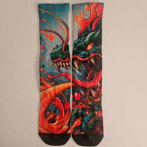 Funny socks/ Dragon socks/ Colorful socks/ Crazy socks/ Extravagant socks/ Original gift