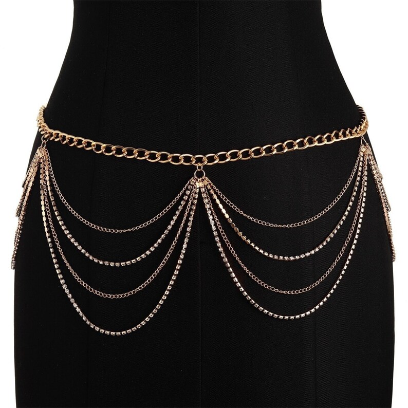 Silver Body Jewelry for Women Crystal Waist Chain Belt - Etsy