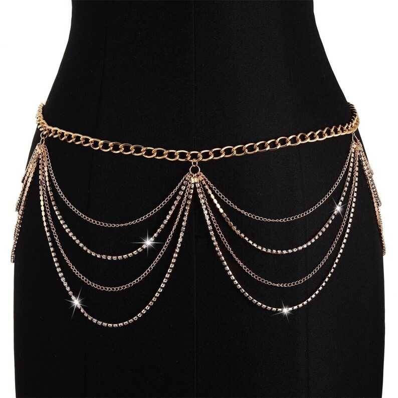 Silver Body Jewelry for Women Crystal Waist Chain Belt Etsy
