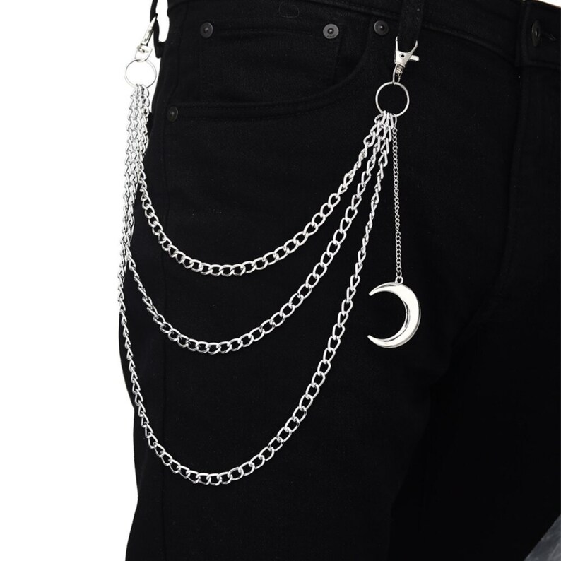Unisex Pants Chain Side Punk Chain on the Jeans Pants Women Etsy