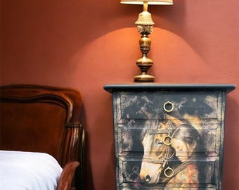 REDUCED PRICE Girl with her horse bedside drawers