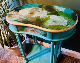 NOW SOLD Hall table / side table = beautifully decoupaged with floral design