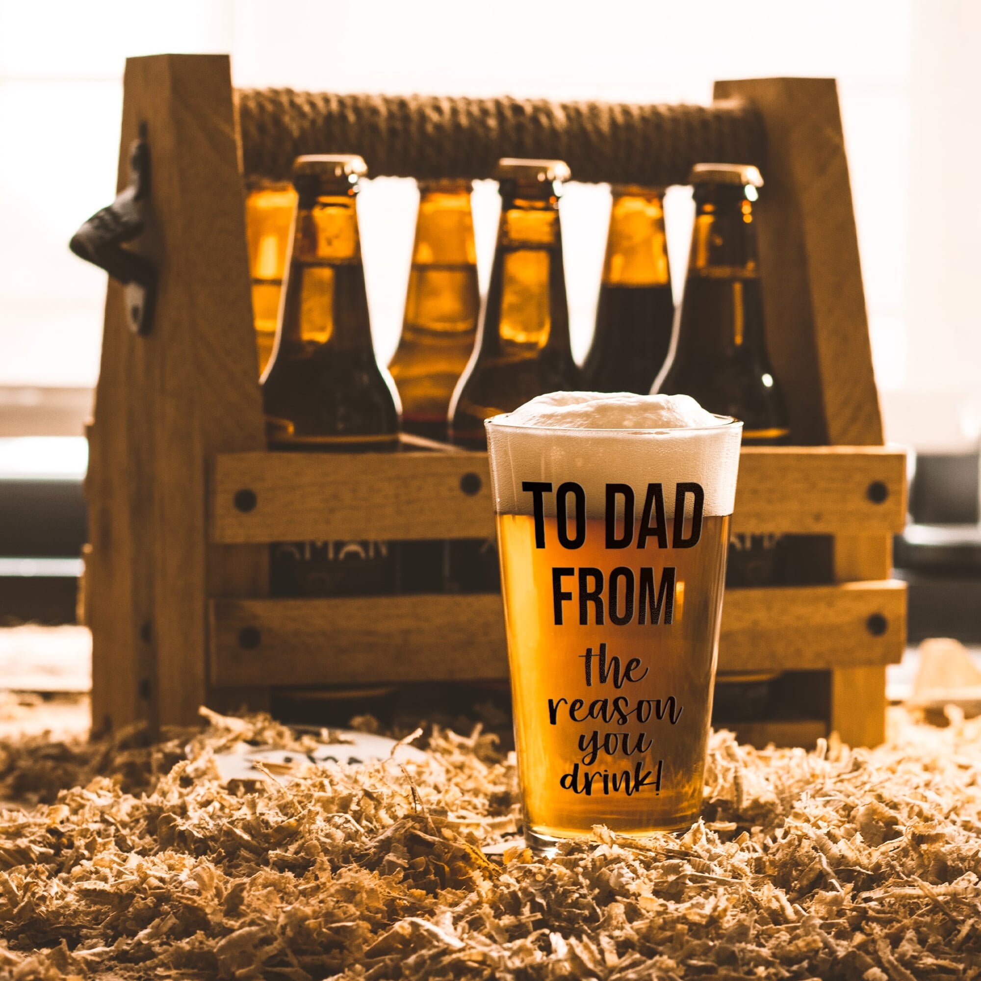 To Dad From The Reason You Drink 16oz Chug Pint Glass Dad Etsy
