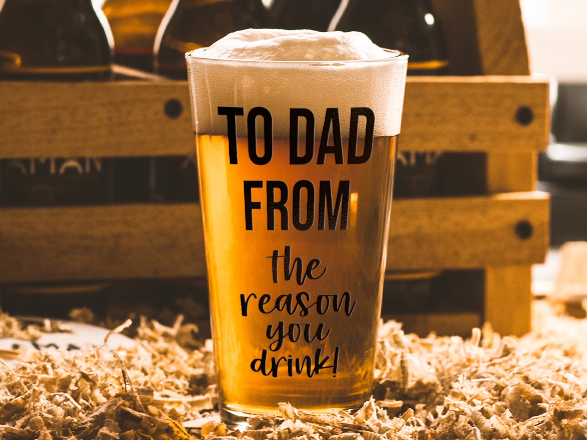 To Dad From The Reason You Drink 16oz Chug Pint Glass Dad | Etsy