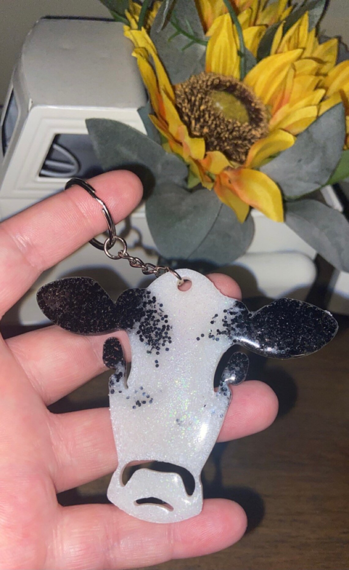 Custom resin cow keychains Etsy