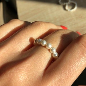 Dainty pearl ring | freshwater pearl | tiny pearls | small ring