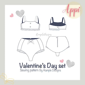 Dust of Dolls Appi Valentines Day Underwear set Sewing Pattern by Rumple Designs
