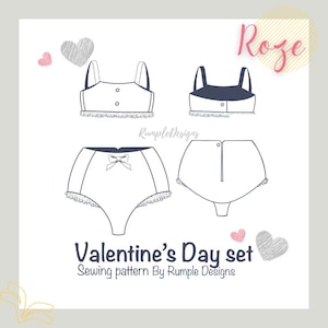 Dust of Dolls Roze Valentines Day Underwear set Sewing Pattern by Rumple Designs