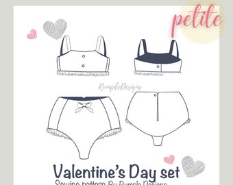 Petite Marionette Valentines Day Underwear set Sewing Pattern by Rumple Designs