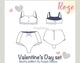 Dust of Dolls Roze Valentines Day Underwear set Sewing Pattern by Rumple Designs