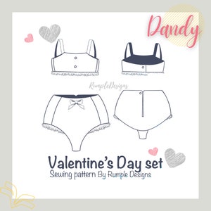Dandelion Moon Valentines Day Underwear set Sewing Pattern by Rumple Designs