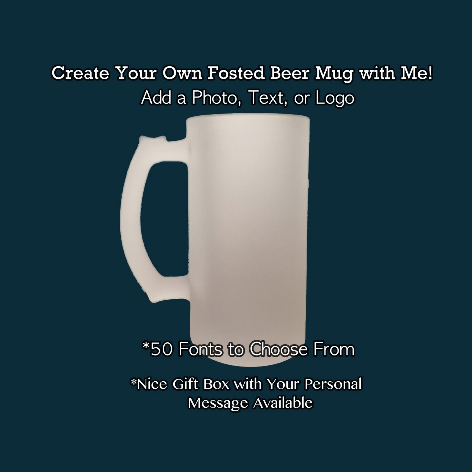 Frosted Beer Mug With Your Personalized Image Text Name or Etsy
