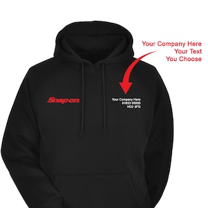Personalised Snap on Inspired Hoodie your TEXT Company black D.I.Y Builder Workwear Mechanic Tools Front and Back Etsy UK