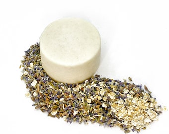 VASTE SHAMPOO Haver & Lavendel | voor haar en lichaam | voor droog haar en gevoelige hoofdhuid | veganistisch, plasticvrij | 60-70 g