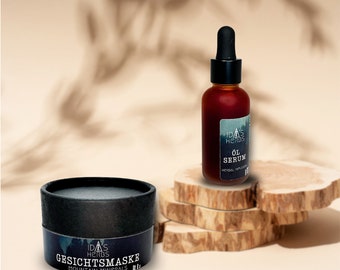 HAUTPFLEGE SET Gesichtsöl & Maske, 100% natürlich, vegan, Bio | unreine, ölige Haut | nachhaltiges Geschenk | Wellness, Spa Skincare Duo