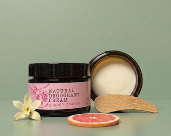 Crème déodorante naturelle pamplemousse vanille | en pot de verre, sans aluminium | Bio, végane, efficace | à base d'huiles essentielles et d'ingrédients 100 % végétaux