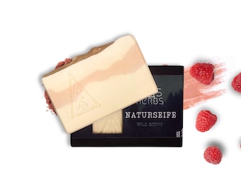 Mydło oczyszczające Wild Berry, wegańskie, bez oleju palmowego | Organiczne oleje roślinne | Do rąk, twarzy i ciała | Słodki zapach dzikich jagód | 90-100 g