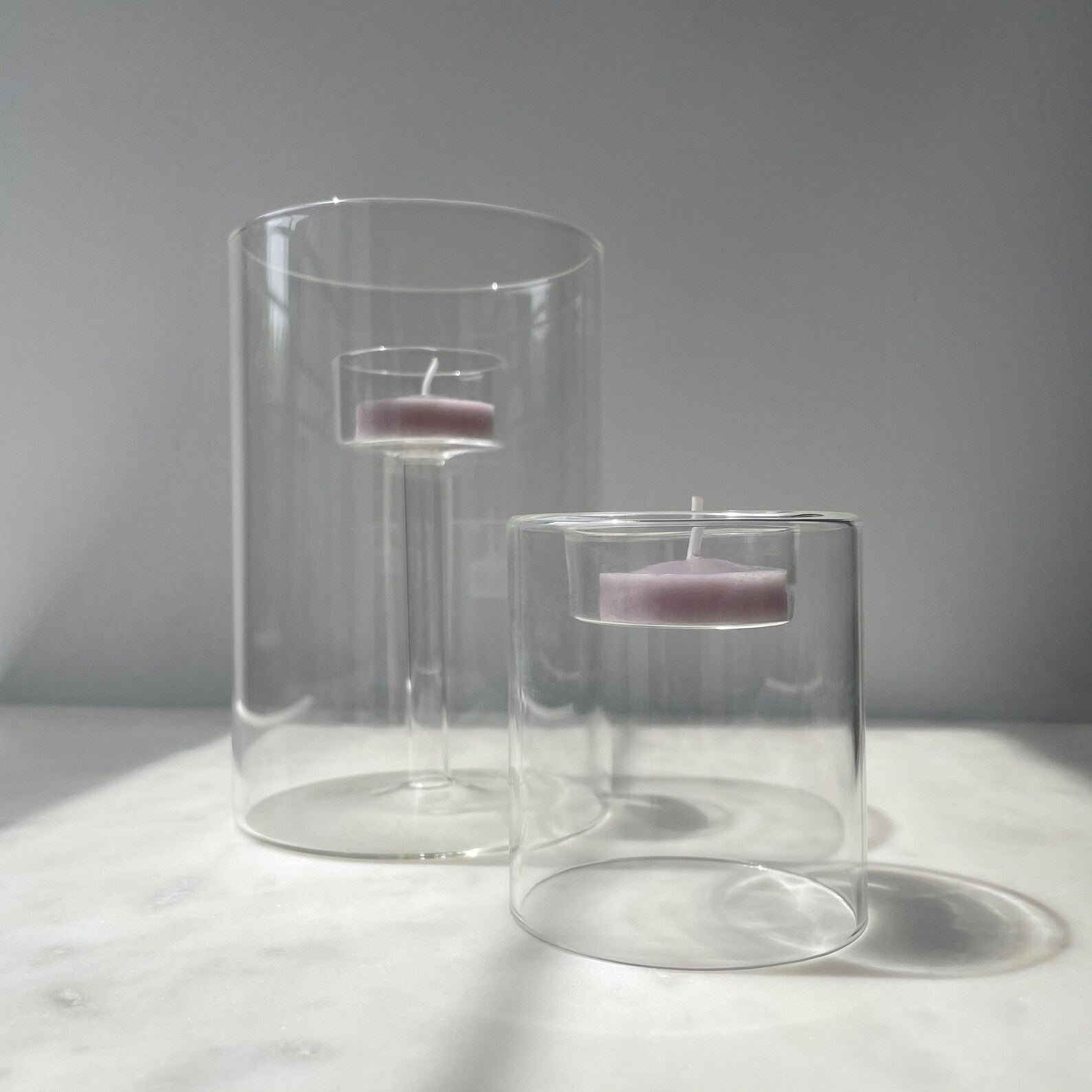 Funky minimalist glass tealight candle holders Etsy