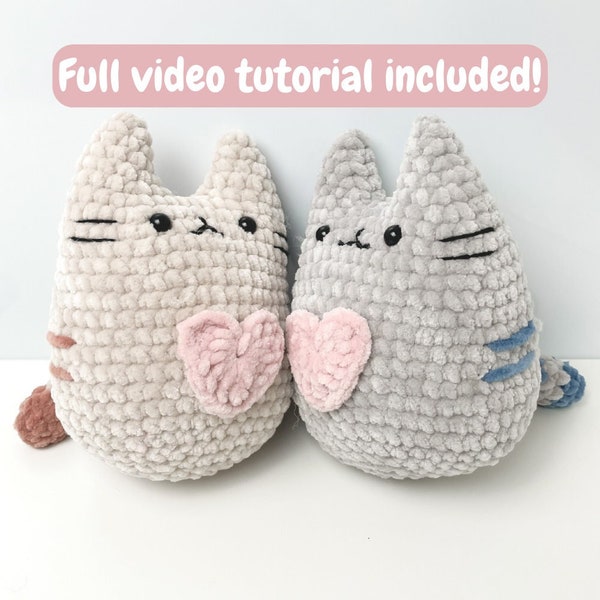Crochet Cat with Heart Pattern - Amigurumi Animal PDF