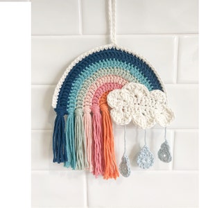 Rainbow Nursery Wall Hanging Crochet Wall Art PDF Pattern image 2