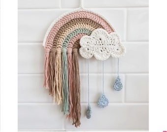Rainbow Nursery Wall Hanging - Crochet Wall Art PDF Pattern