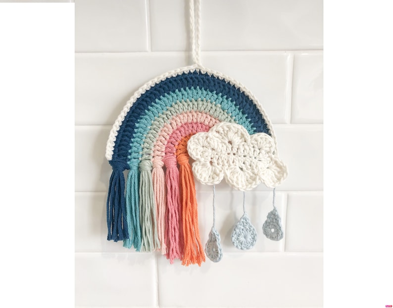 Rainbow Nursery Wall Hanging Crochet Wall Art PDF Pattern image 2