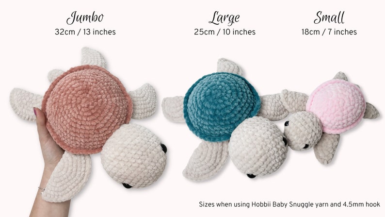 Crochet Turtle Pattern Bundle - Amigurumi PDF - 3 Sizes Small Large Jumbo image 5