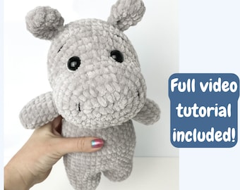 Crochet Hippo Pattern - Easy Amigurumi Animal PDF Pattern