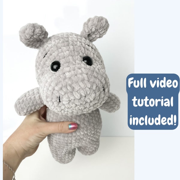 Crochet Hippo Pattern - Easy Amigurumi Animal PDF Pattern