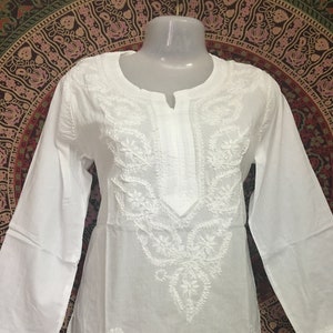 Handmade Kurtis , Katha work Kurtis , white tunic,  short tunic ,birthday gift , friend gift , birthday gift ,anniversary gift