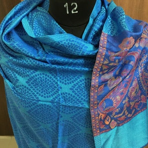 silk shawl ,soft silk  shawl , pashmina shawl ,multicolor shawl , best blue shawl , exclusive gift , cold shawl ,girl choice ,free delivery