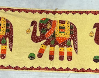 Runner, table cloth, elephant design table runner, Indian table met , handmade dining table runner ,, home decor , cotton wall decor