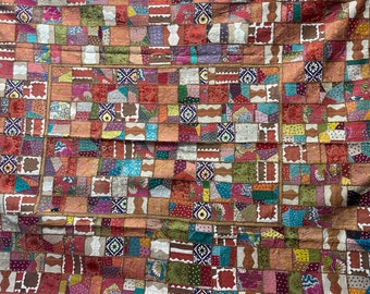 Ethnic vintage patchwork bedcover , made in India patchwork antique bedcover , cotton wall hanging , house decoration , carpet , rugs