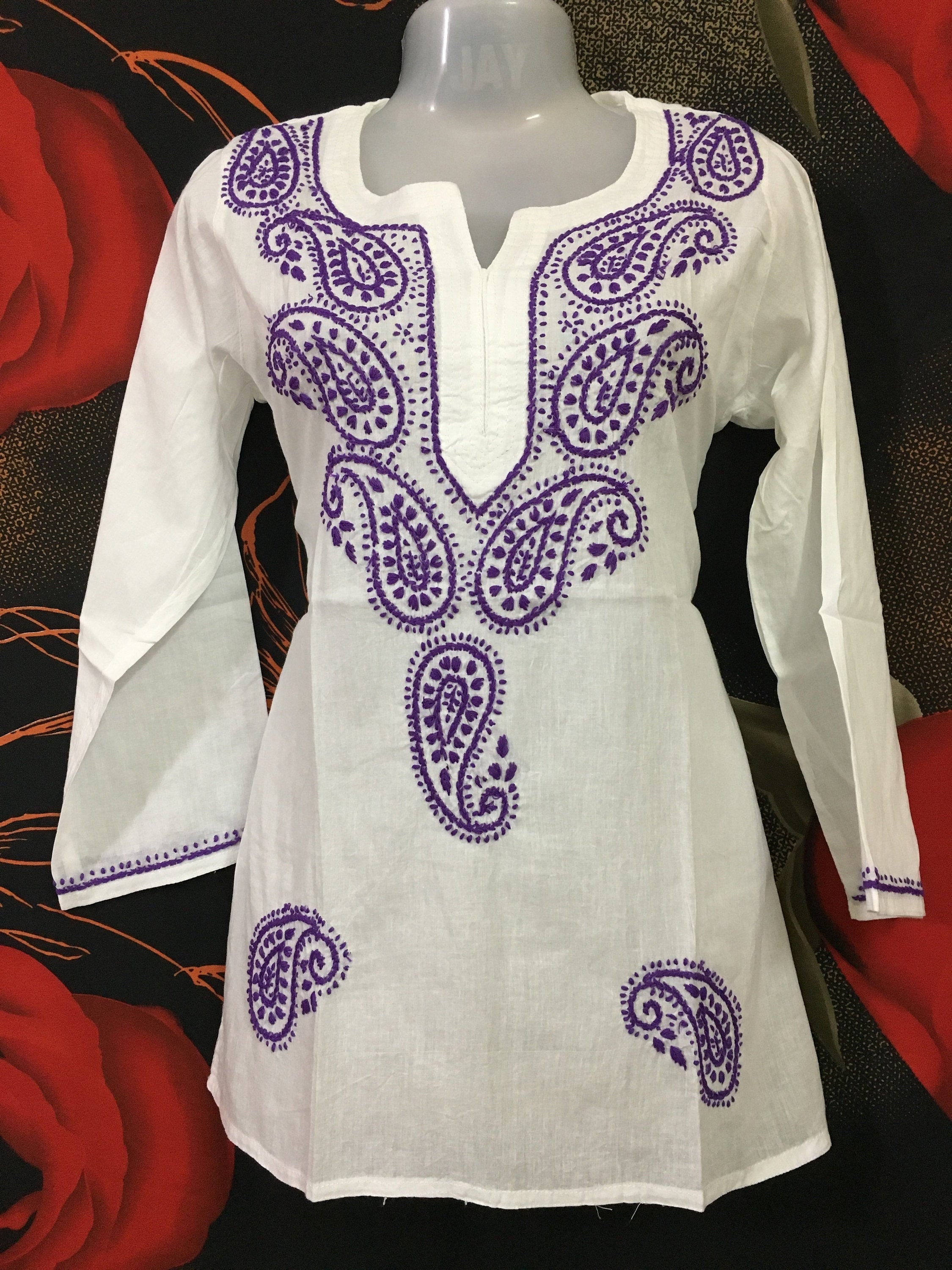 Handgemachte Kurtis Katha Arbeit Kurtis lila Tunika | Etsy