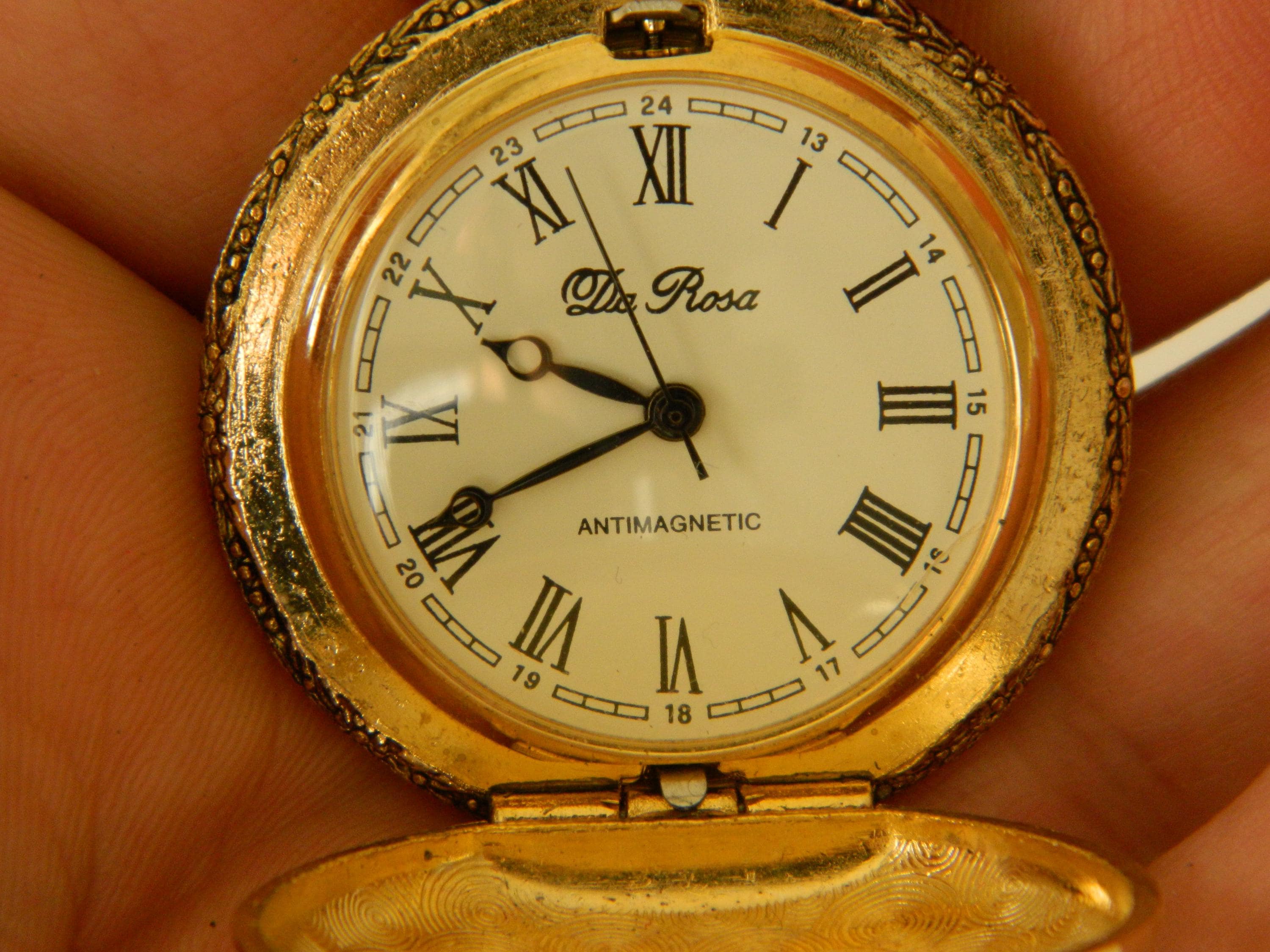 希少 ヴィンテージ Risa ゴールド ナゲット ウォッチ 稼動品 クォーツ Vintage Da Rosa Pocket Watch – Gold Color Antimagnetic Necklace