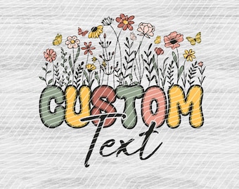 Wildflower Teacher Name  Png, Personalized Teacher, Teacher Floral, Back To School, Instant Digital Download - PNG File