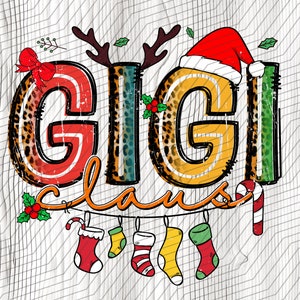 Gigi Claus,Merry Christmas,Gift for Grandma,Leopard Print,Christmas Gift, Sublimation Design Downloads - PNG File