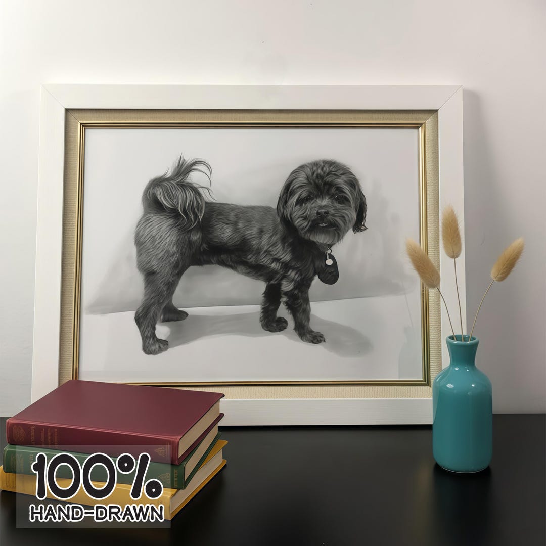 Hand Drawn Pet Pencil Portrait, Custom Dog Cat Drawing, Hand Drawn Pet ...