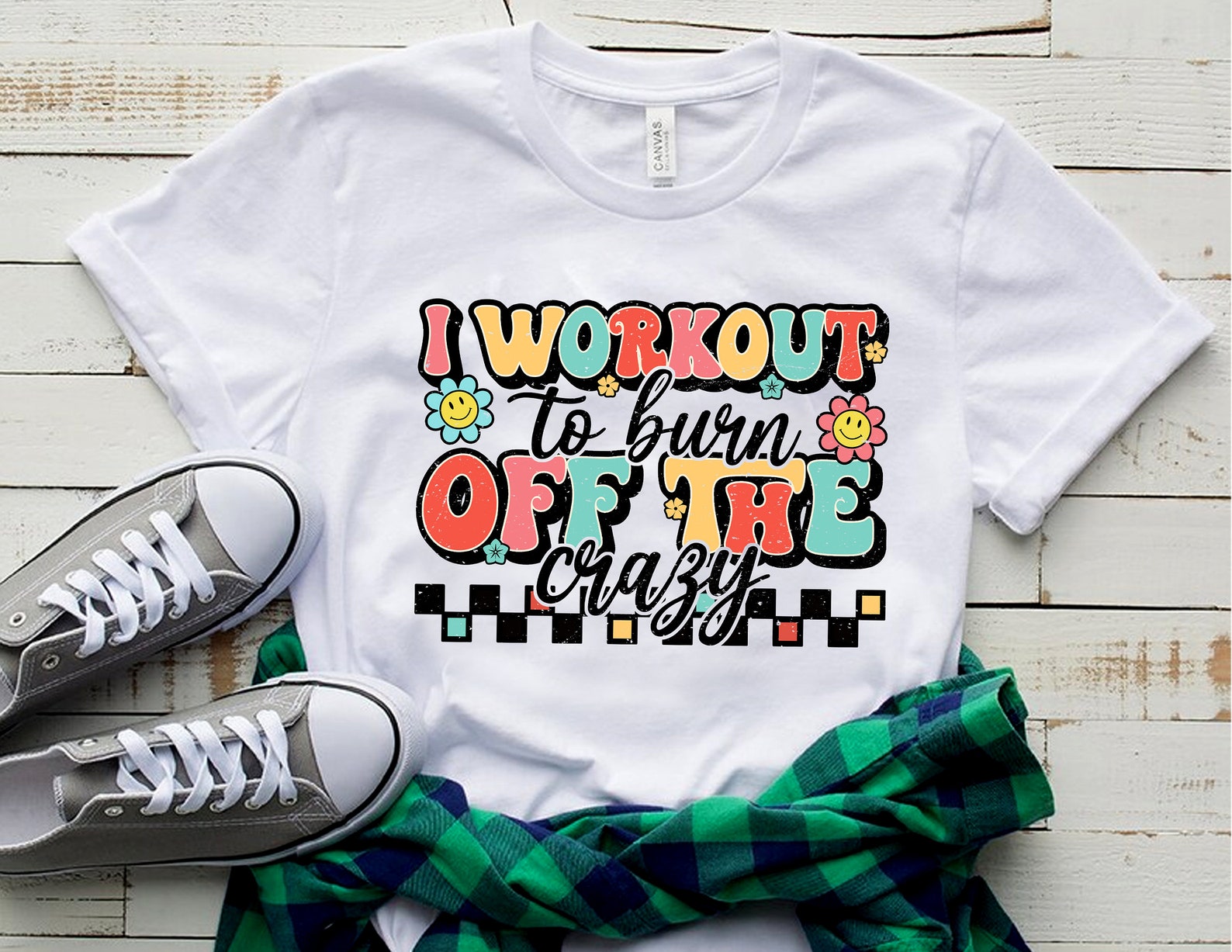 I Workout to Burn off the Crazy , Funny Workout Shirt, Sublimation ...