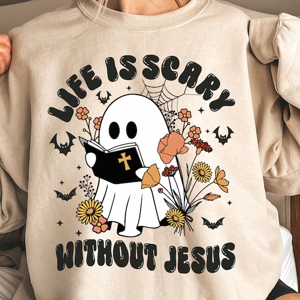 Livet är läskigt utan Jesus png, läskig säsong png, kristen Halloween png, omedelbar digital nedladdning - PNG-fil